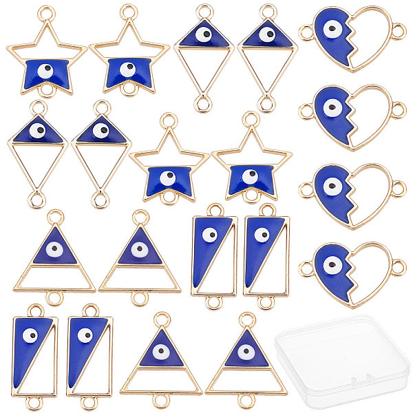 

PandaHall SUNNYCLUE Alloy Enamel Links Connectors, Heart with Evil Eye, Light Gold, Light Gold, 14x22x1.5mm, Hole: 1.8mm, 40pcs/box..., Blue