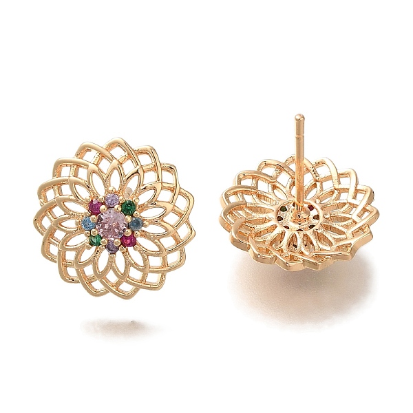 Boucles d'oreilles en laiton avec micro pavé de zircons cubiques pour femmes
