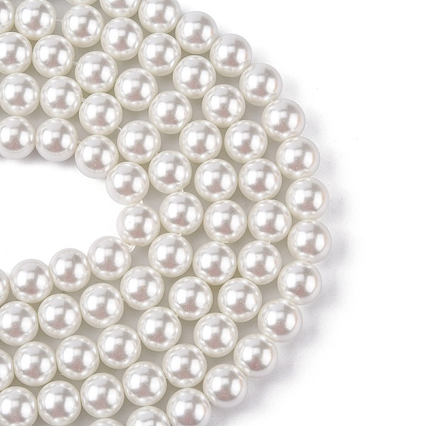 

PandaHall Eco-Friendly Glass Pearl Bead Strands, Round, Dyed, Cotton Cord Threaded, White, 10mm, Hole: 1.2~1.5mm, about 42pcs/strand, 15.7...