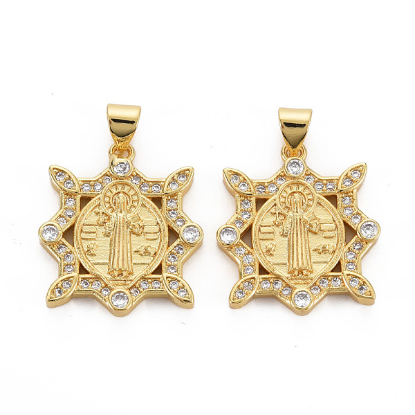 

PandaHall Brass Micro Pave Cubic Zirconia Pendants, Nickel Free, Virgin, Real 16K Gold Plated, 22x19x3mm, Hole: 3x5mm Brass+Cubic Zirconia..., Clear