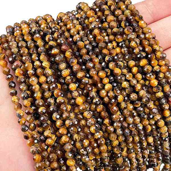 

PandaHall Natural Tiger Eye Beads Strands, Faceted, Round, Grade AB+, 3.5mm, Hole: 0.6mm, about 119pcs/strand, 15.35 inch(39cm) Tiger Eye...