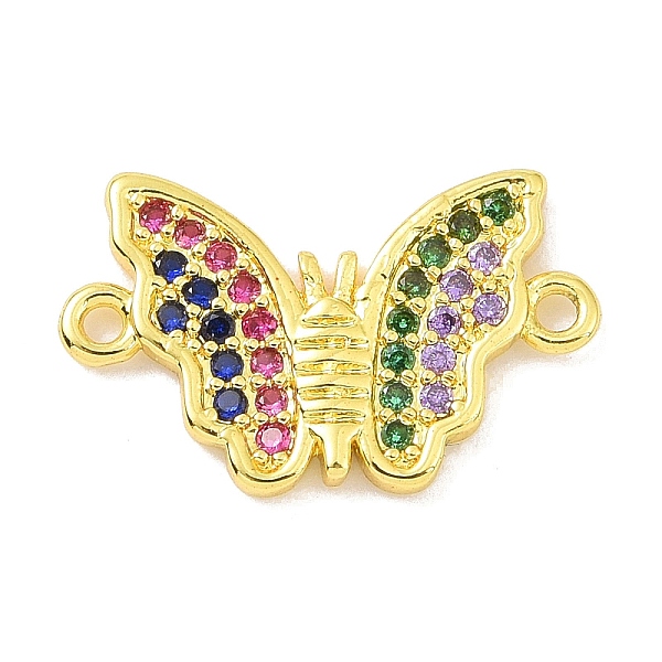 

PandaHall Real 18K Gold Plated Brass Micro Pave Cubic Zirconia Connector Charms, Butterfly Links, Colorful, 10x16x1.5mm, Hole: 1.1mm...