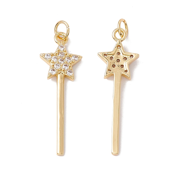 

PandaHall Rack Plating Brass Micro Pave Clear Cubic Zirconia Pendants, with Jump Ring, Cadmium Free & Nickel Free & Lead Free, Star, Real...