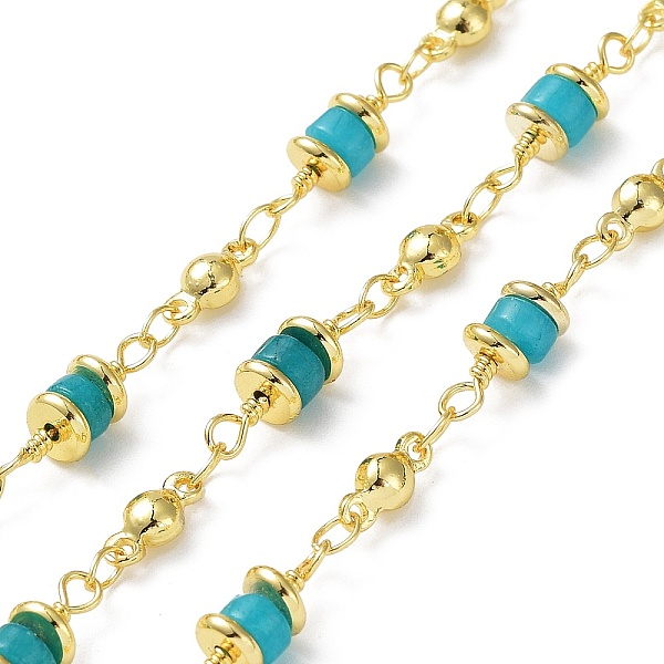 

PandaHall Natural Amazonite Column Link Chains, with Real 18K Gold Plated Brass Findings, Soldered, with Spool, 5x14x5mm Amazonite