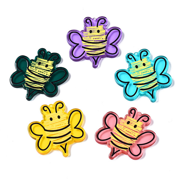 

PandaHall Translucent Acrylic Pendants, 3D Printed, Bees, Mixed Color, 34.5x33x3mm, Hole: 1.2mm Acrylic Bees Multicolor