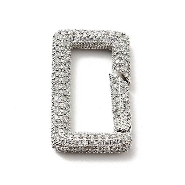 Anneaux De Porte à Ressort En Zircone Cubique Transparent Micro Pave En Laiton