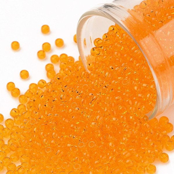 

PandaHall TOHO Round Seed Beads, Japanese Seed Beads, (10) Transparent Light Hyacinth, 11/0, 2.2mm, Hole: 0.8mm, about 1110pcs/10g Glass..., Orange