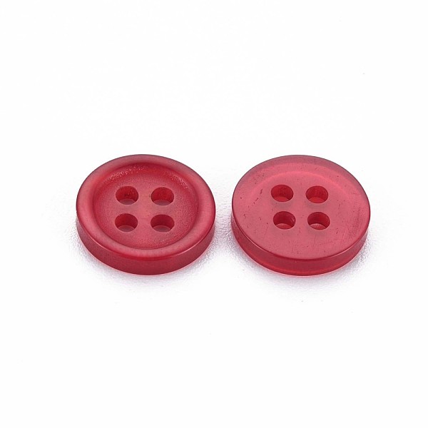 

PandaHall 4-Hole Resin Buttons, Pearlized, Flat Round, FireBrick, 10x2mm, Hole: 1.5mm Resin Flat Round Red