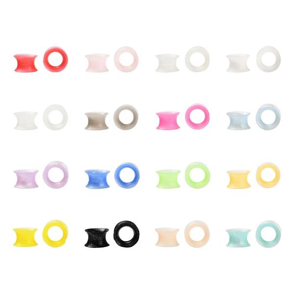 

PandaHall 32Pcs 16 Colors Silicone Glitter Thin Ear Gauges Flesh Tunnels Plugs, Ring, Mixed Color, 10mm, Hole: 9.4mm, 2pcs/color Silicone..., Multicolor