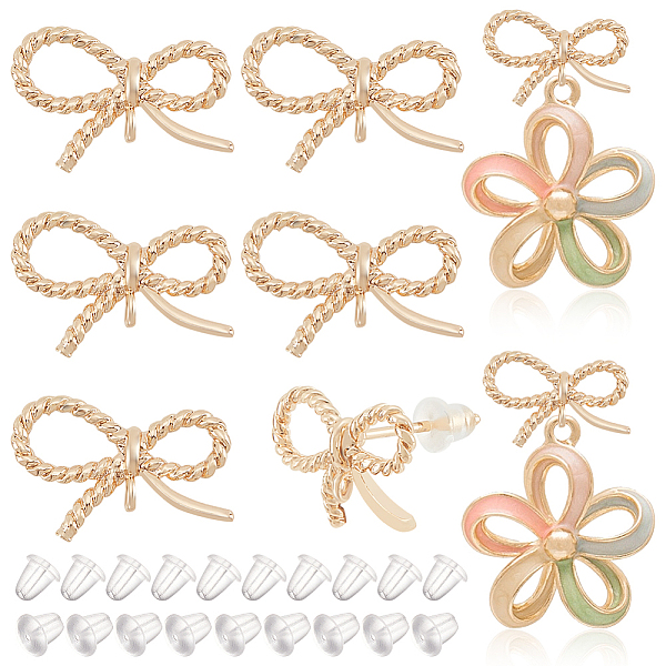 

PandaHall BENECREAT 12Pcs Brass Bowknot Stud Earrings Finding, with Vertical Loops & 925 Silver Pin & 20Pcs Plastic Ear Nuts, Real 18K Gold...