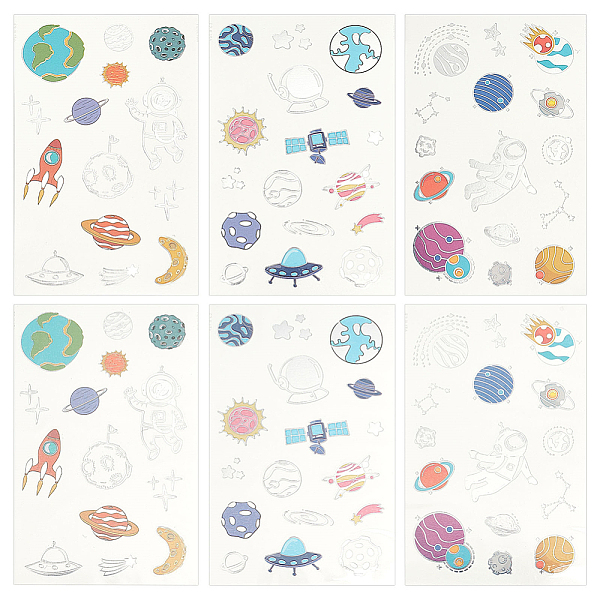PandaHall CRASPIRE 6 Sheets Temporary Tattoos Small Universe Temporary Tattoo Stickers Waterproof Arm Neck Makeup Cosmos Tattoos Paper...