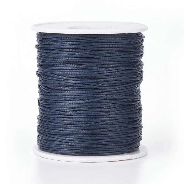 

PandaHall Waxed Cotton Thread Cords, Prussian Blue, 1mm, about 100yards/roll(300 feet/roll) Waxed Cotton Cord Round Blue