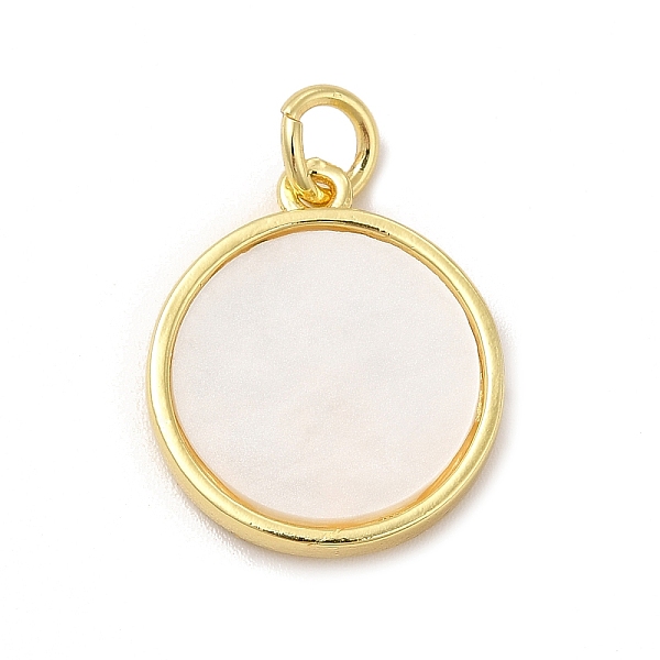 

PandaHall Rack Plating Brass with Plastic Pendants, Real 18K Gold Plated, Flat Round with Tulip, Lead Free & Cadmium Free, Tulip Pattern..., White