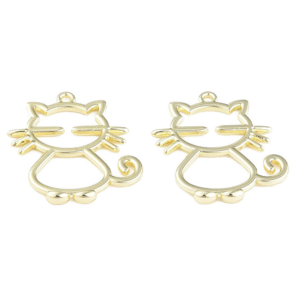 

PandaHall Rack Plating Alloy Pendants, Cadmium Free & Lead Free, Cat, Light Gold, 27.5x25x1.5mm, Hole: 1.6mm Alloy Cat Shape