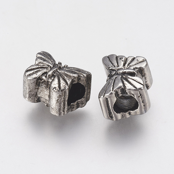 

PandaHall Ion Plating(IP) 304 Stainless Steel European Beads, Large Hole Beads, Butterfly, Antique Silver, 10x13x9mm, Hole: 4.5mm 304...