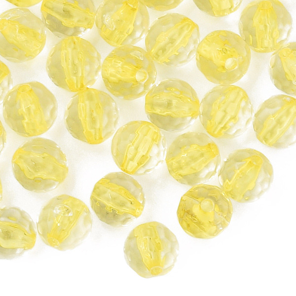 

PandaHall Transparent Acrylic Beads, Round, Faceted, Yellow, 8mm, Hole: 1.6mm, about 1810pcs/500g Acrylic Round Yellow