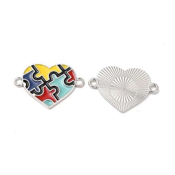 

PandaHall Alloy Enamel Connector Charms, Cadmium Free & Nickel Free & Lead Free, Heart Links with Puzzle Pattern, Platinum, Colorful...