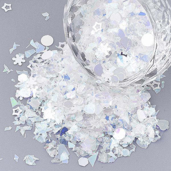 

PandaHall Ornament Accessories, PVC Plastic Paillette/Sequins Beads, No Hole/Undrilled Beads, Mixed Shapes, Light Cyan, 1~8x2~9x0.3mm PVC...