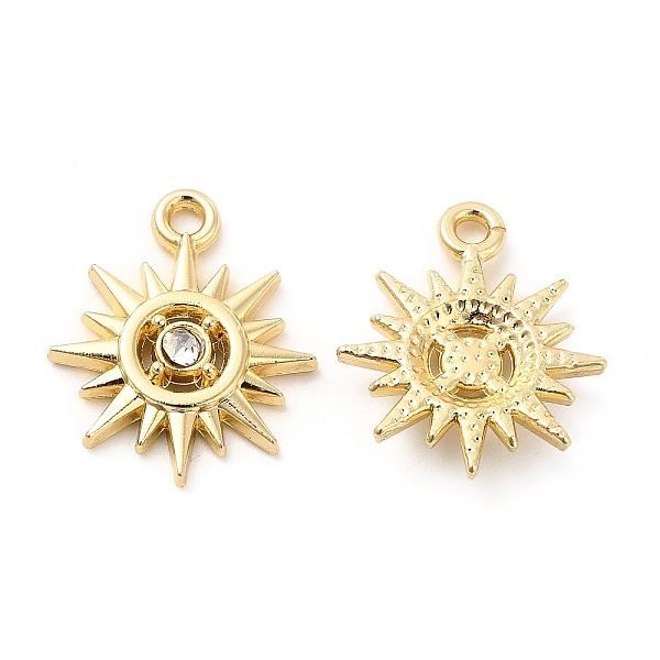 

PandaHall Rack Plating Alloy Rhinestone Pendants, Cadmium Free & Lead Free, Sun Charms, Light Gold, 17.5x15x2.5mm, Hole: 1.6mm..., Clear
