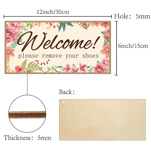 

PandaHall Printed Wood Hanging Wall Decorations, for Front Door Home Decoration, with Jute Twine, Rectangle with Word, BurlyWood..., Orange