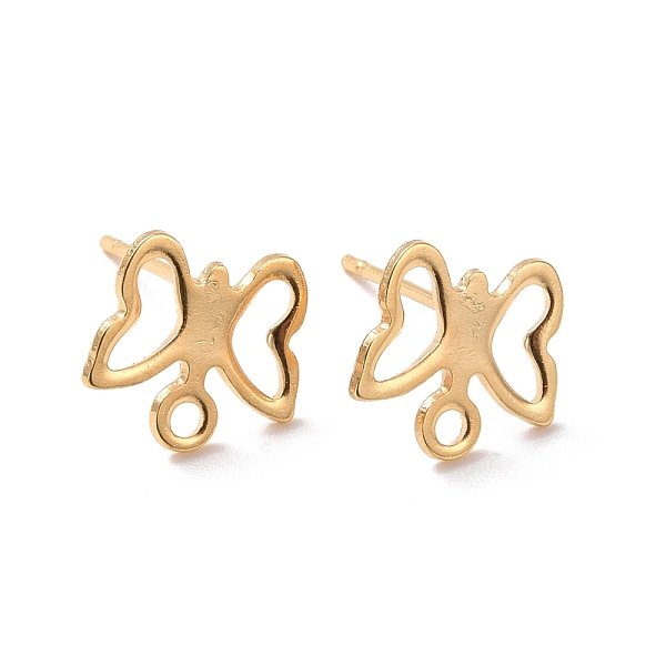 

PandaHall 201 Stainless Steel Stud Earring Findings, with Horizontal Loop and 316 Stainless Steel Pin, Butterfly, Real 24K Gold Plated...