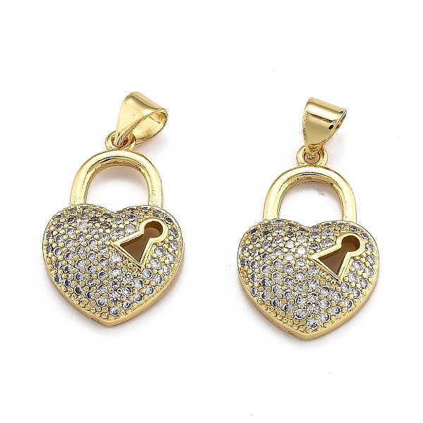 

PandaHall Brass Micro Pave Clear Cubic Zirconia Pendants, Long-Lasting Plated, Heart/Lock, Real 18K Gold Plated, 21.5x14.5x4.5mm, Hole...