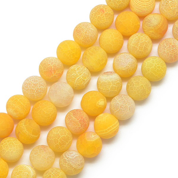

PandaHall Natural Weathered Agate Bead Strands, Frosted, Dyed, Round, Gold, 10~10.5mm, Hole: 1.5mm, about 37pcs/strand, 14.6 inch Weathered...
