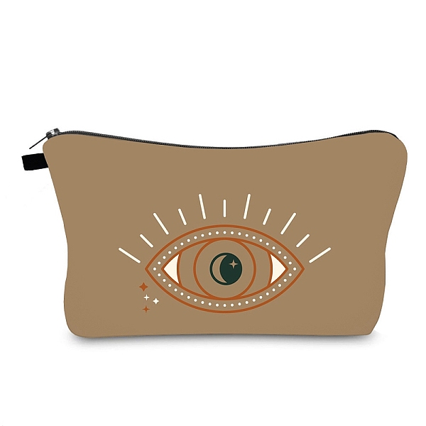 

PandaHall Evil Eye Theme Polyester Cosmetic Pouches, with Iron Zipper, Waterproof Clutch Bag, Toilet Bag for Women, Rectangle, Tan..., Orange