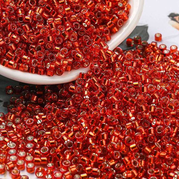

PandaHall Glass Seed Beads, Silver Lined, Cylinder, Red, 2.5x1.6mm, Hole: 1mm, about 58967pcs/pound Glass Red