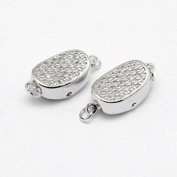 

PandaHall Brass Box Clasps, with Cubic Zirconia, Cadmium Free & Nickel Free & Lead Free, Real Platinum Plated, Oval and Gridding, Clear...
