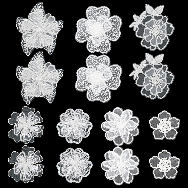 

PandaHall GORGECRAFT 7 Style 14Pcs Embroidery Lace Flower Patches Lace Sewing Fiber Ornaments DIY Garment Accessories for Wedding Bridal..., White