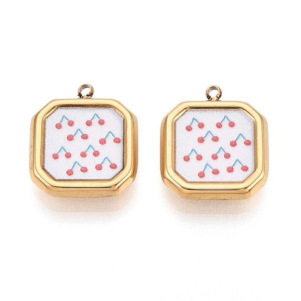 Carré en acier inoxydable 304 de style imprimé avec pendentifs en forme de fleur