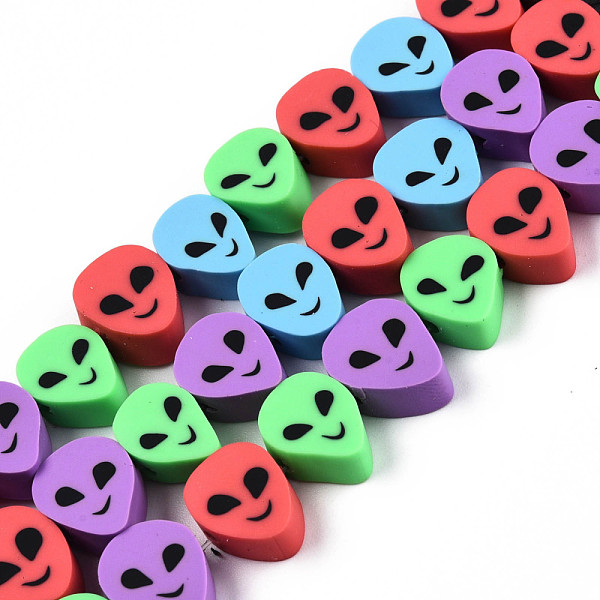 

PandaHall Handmade Polymer Clay Beads Strands, Alien, Colorful, 10~12x8~9.5x4~5mm, Hole: 1.4mm, about 40pcs/strand, 13.78 inch(35cm) Polymer...