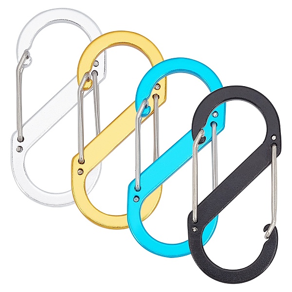

PandaHall CHGCRAFT 4Pcs 4 Colors Aluminium Alloy Rock Climbing Carabiners, Key Clasps, for Camping Hiking Fishing Traveling Backpack Bottle..., Multicolor