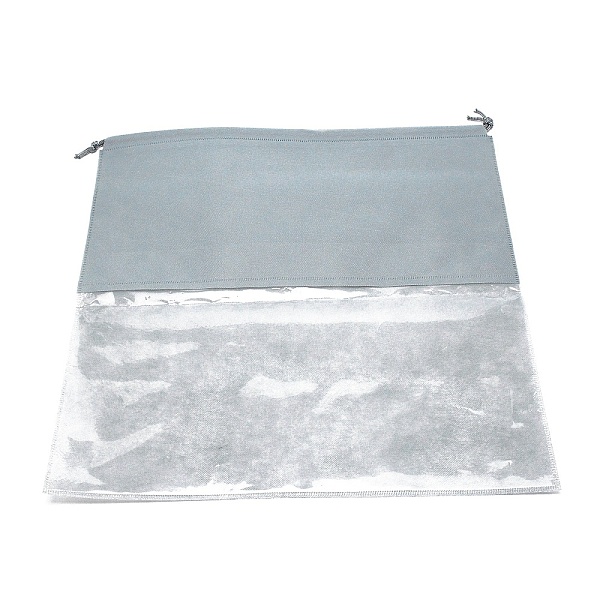 PandaHall Blank Non-Woven DIY Craft Drawstring Storage Bags, with Plastic Clear Window, for Gift & Shopping Bags, Gray, 45x45x0.06~0.45cm...