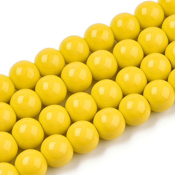

PandaHall Opaque Solid Color Glass Beads Strands, Round, Gold, 8~8.5mm, Hole: 1.5mm, about 51~53pcs/strand, 14.96 inch~15.55 inch(38~39.7cm)...
