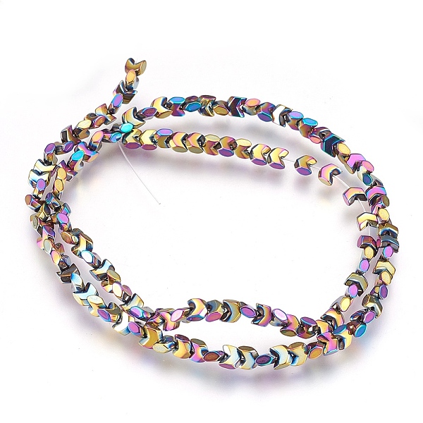 

PandaHall Electroplate Non-magnetic Synthetic Hematite Bead Strands, Faceted, Arrows, Multi-color Plated, 4x4x2mm, Hole: 1mm, about...