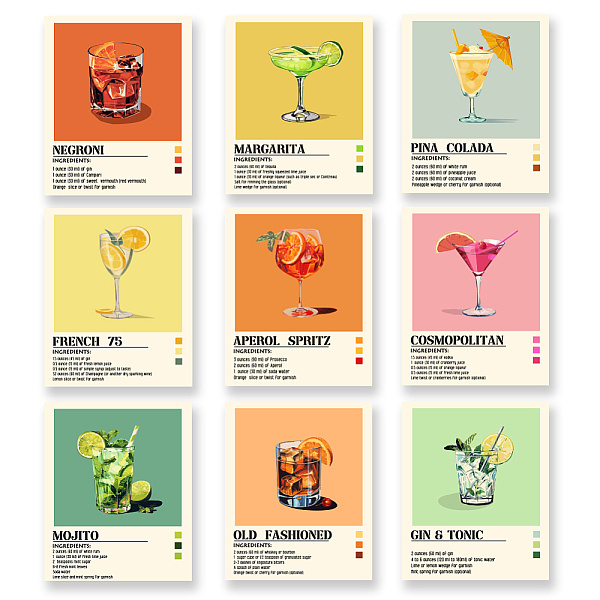 

PandaHall SUPERDANT Cocktails Wall Art Prints Summer Cold Drinks Wall Painting Unframed Summer Theme Canvas Wall Art Wall Poster for Kitchen...