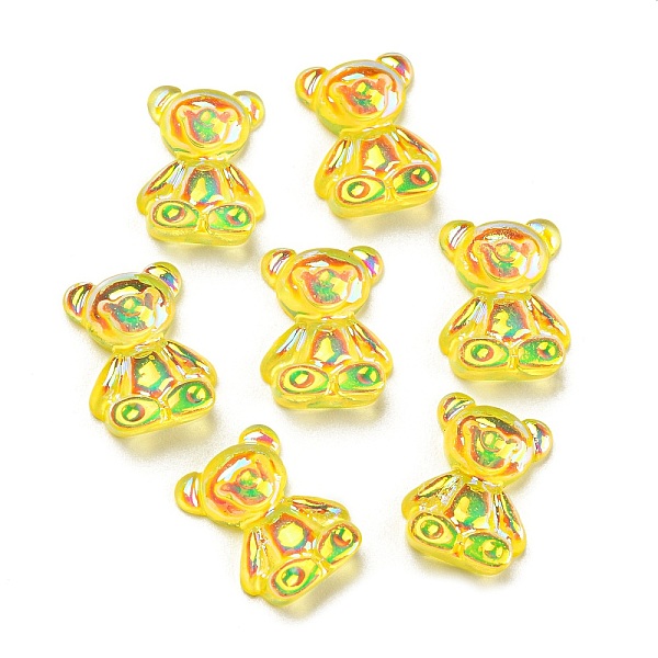

PandaHall Cartoon Transparent Resin Cabochons, Iridescent Bear, AB Color, Yellow, 14x11x5.5mm Resin Bear Yellow