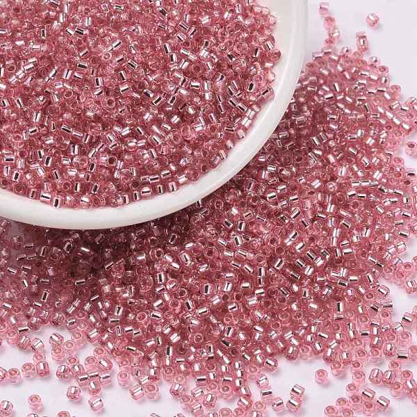 

PandaHall Cylinder Seed Beads, Silver Lined, Round Hole, Uniform Size, Flamingo, 2x1.5mm, Hole: 0.8mm, about 888pcs/10g Glass Pink