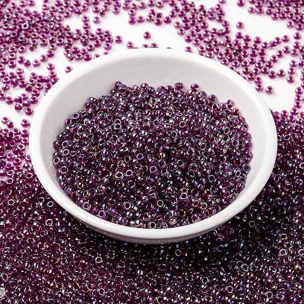 

PandaHall MIYUKI Round Rocailles Beads, Japanese Seed Beads, (RR3736), 8/0, 3mm, Hole: 1mm, about 2111~2277pcs/50g Glass Purple