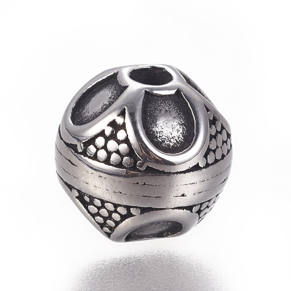 

PandaHall 304 Stainless Steel Beads, Round, Antique Silver, 9.5x9mm, Hole: 2mm 304 Stainless Steel Round