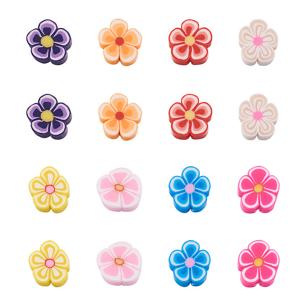 

PandaHall Fashewelry 200Pcs 8 Colors Handmade Polymer Clay Beads, Flower, Mixed Color, 7.5~10x7~11x3.5~5mm, Hole: 1.6mm, 25pcs/color Polymer..., Multicolor