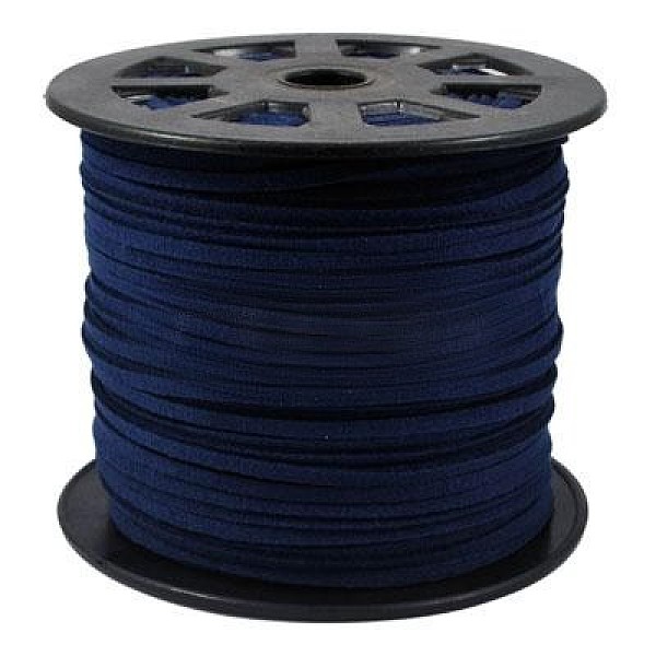 

PandaHall Faux Suede Cords, Faux Suede Lace, Dark Blue, 4x1.5mm, 100yards/roll(300 feet/roll) Faux Suede Blue