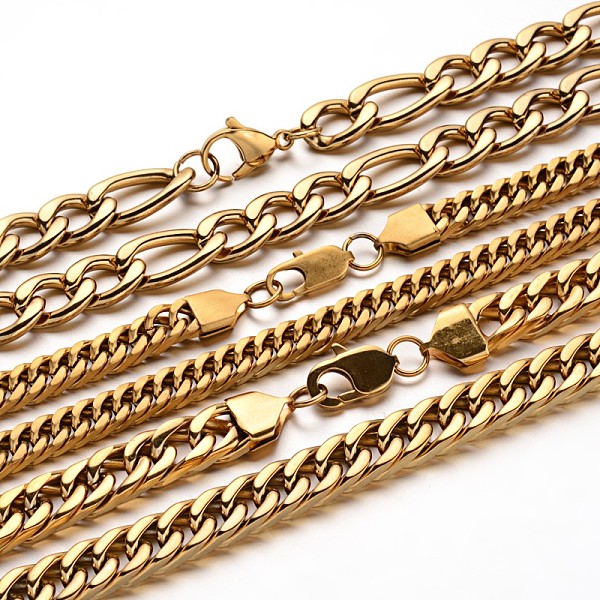 

PandaHall 304 Stainless Steel Chain Necklaces, with Lobster Claw Clasps, Golden, 21.6 inch~24.4 inch(55cm~62cm)x10~12mm 304 Stainless Steel