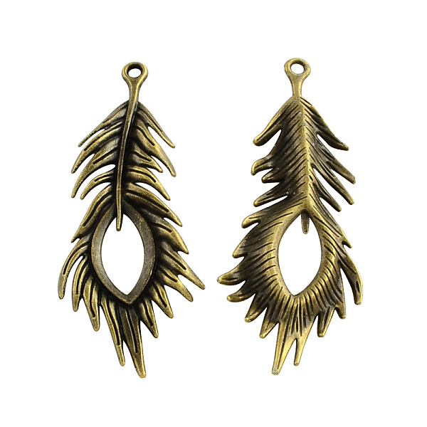 

PandaHall Tibetan Style Alloy Feather Big Pendants, Cadmium Free & Nickel Free & Lead Free, Antique Bronze, 72x28x5mm, Hole: 3mm, about...
