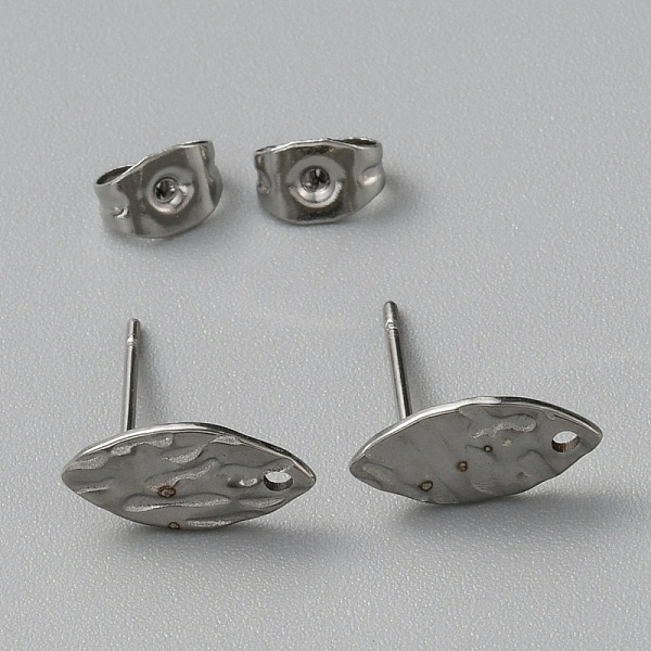 

PandaHall 304 Stainless Steel Textured Geometry Stud Earrings Findings with Hole, Horse Eye, 12x6mm, Hole: 1mm, Pin: 0.6mm 304 Stainless...