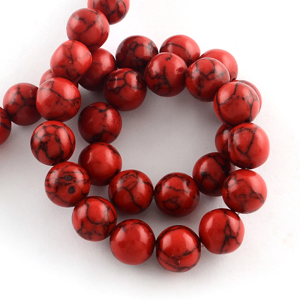 

PandaHall Synthetical Turquoise Gemstone Round Bead Strands, Dyed, Red, 12mm, Hole: 1.5mm, about 32pcs/strand, 14.96~15.16 inch(38~38.5cm)...