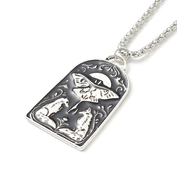 

PandaHall Enamel Arch with Moth Tag Pendant Necklace, Gothic Alloy Jewelry for Men Women, Antique Silver & Platinum, 23.82 inch(60.5cm)...