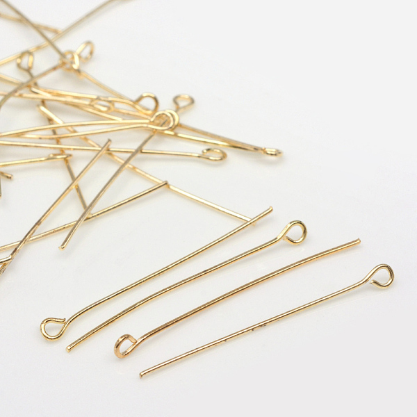 

PandaHall Iron Eye Pin, Light Gold, 50x0.6mm, Hole: 2mm, about 2100pcs/500g Iron